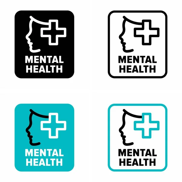Mental Health Protection Diagnostics Treatment Psychiatric Information Sign — Stock Vector