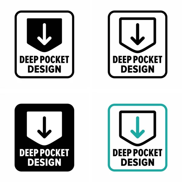 Segno Informazioni Sulle Specifiche Del Prodotto Deep Pocket Design — Vettoriale Stock