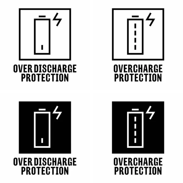 Batería Sobre Descarga Protección Contra Sobrecarga Tecnología Accesorio Signo Información — Vector de stock