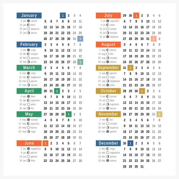 Calendario 2015 — Vector de stock