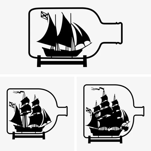 Ship in a bottle — Stock Vector