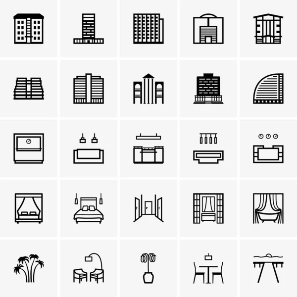 Iconos del hotel — Vector de stock