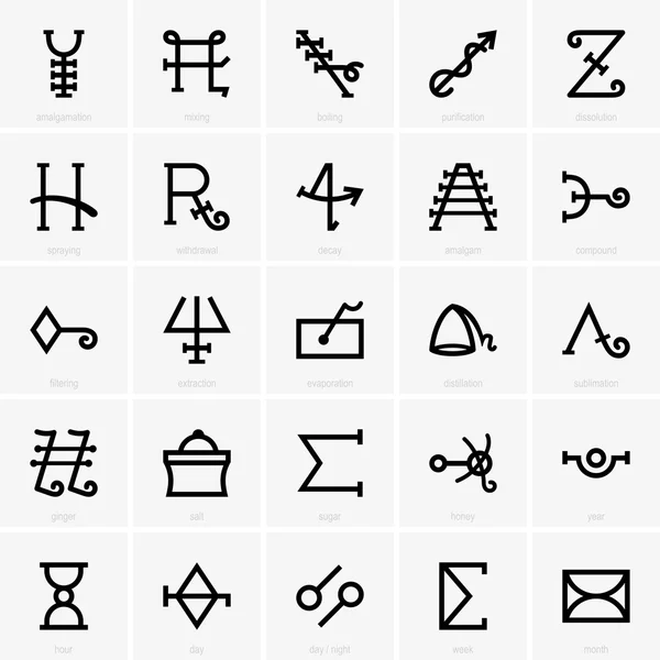 Alchemie pictogrammen — Stockvector