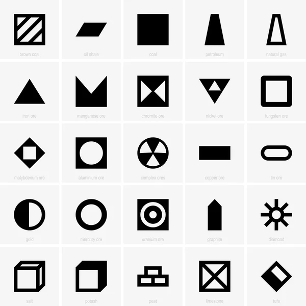 Символы ископаемых. Условные знаки полезных ископаемых. Условные обозначения месторождений полезных ископаемых. Знаки полезных ископаемых. Условное обозначение базальта на карте.