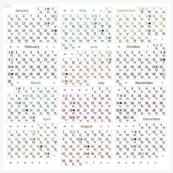 Kalender 2016 — Stockvektor
