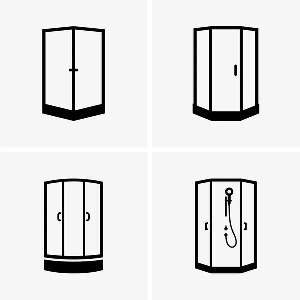 Sprchové kabiny ikony — Stockový vektor