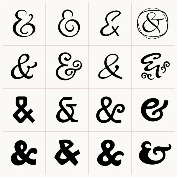 Ampersand in verschillende schrijven — Stockvector