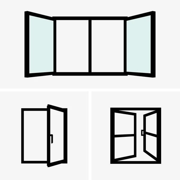 Ventanas abiertas (imágenes de sombra ) — Archivo Imágenes Vectoriales