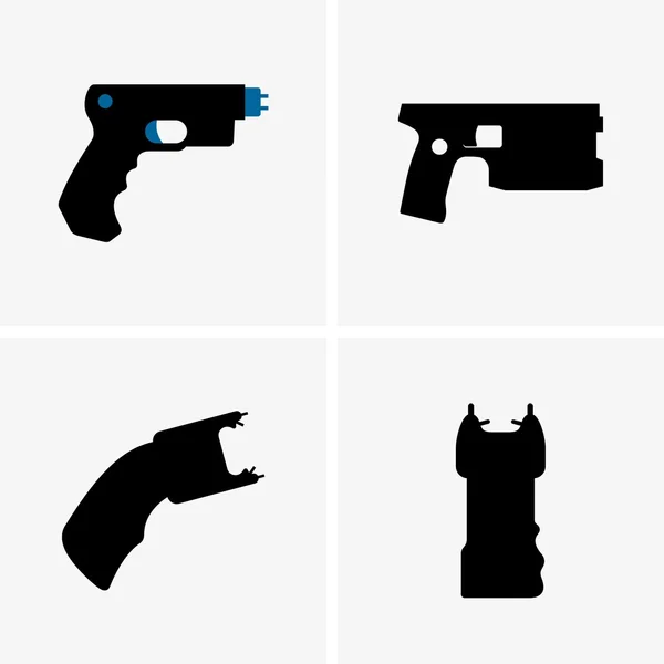 Elektroşok silah (gölge resimleri) — Stok Vektör