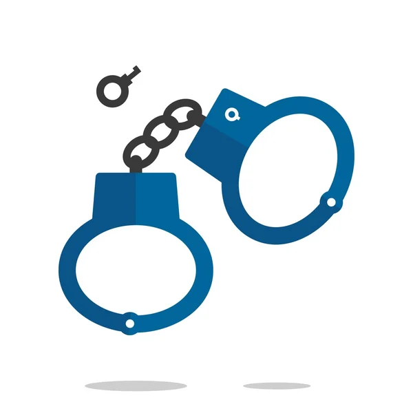 Handcuffs with its key — Stock Vector