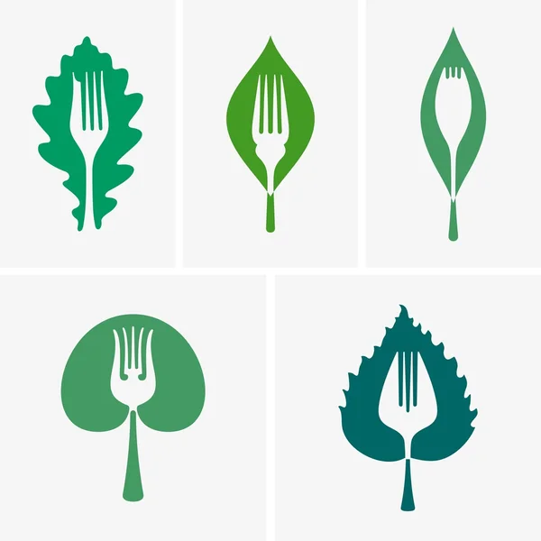 Iconos de alimentos ecológicos — Vector de stock