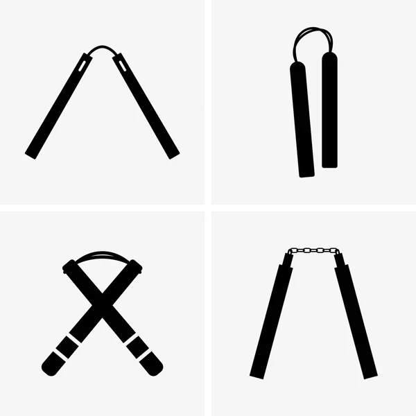 Nunchucks (imágenes de sombra ) — Vector de stock