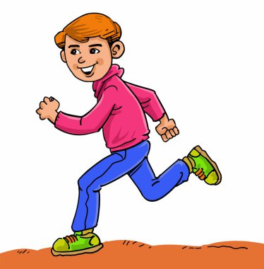 Gülümseyen sporcu illüstrasyon çalıştırıyor.