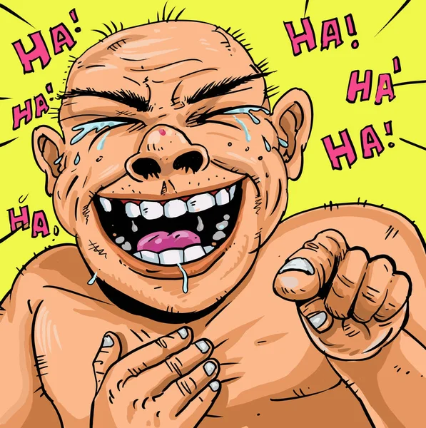 Funnyman Cartoon Face Laughing — Stock Vector
