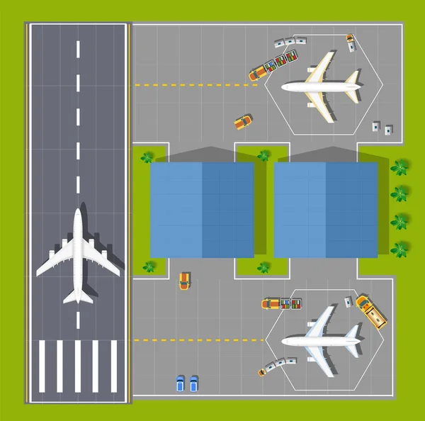 Overhead punto de vista aeropuerto — Vector de stock