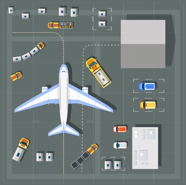 Overhead punto de vista aeropuerto — Vector de stock