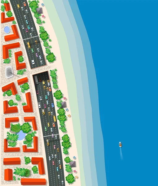 Vue de dessus transport routier urbain — Image vectorielle