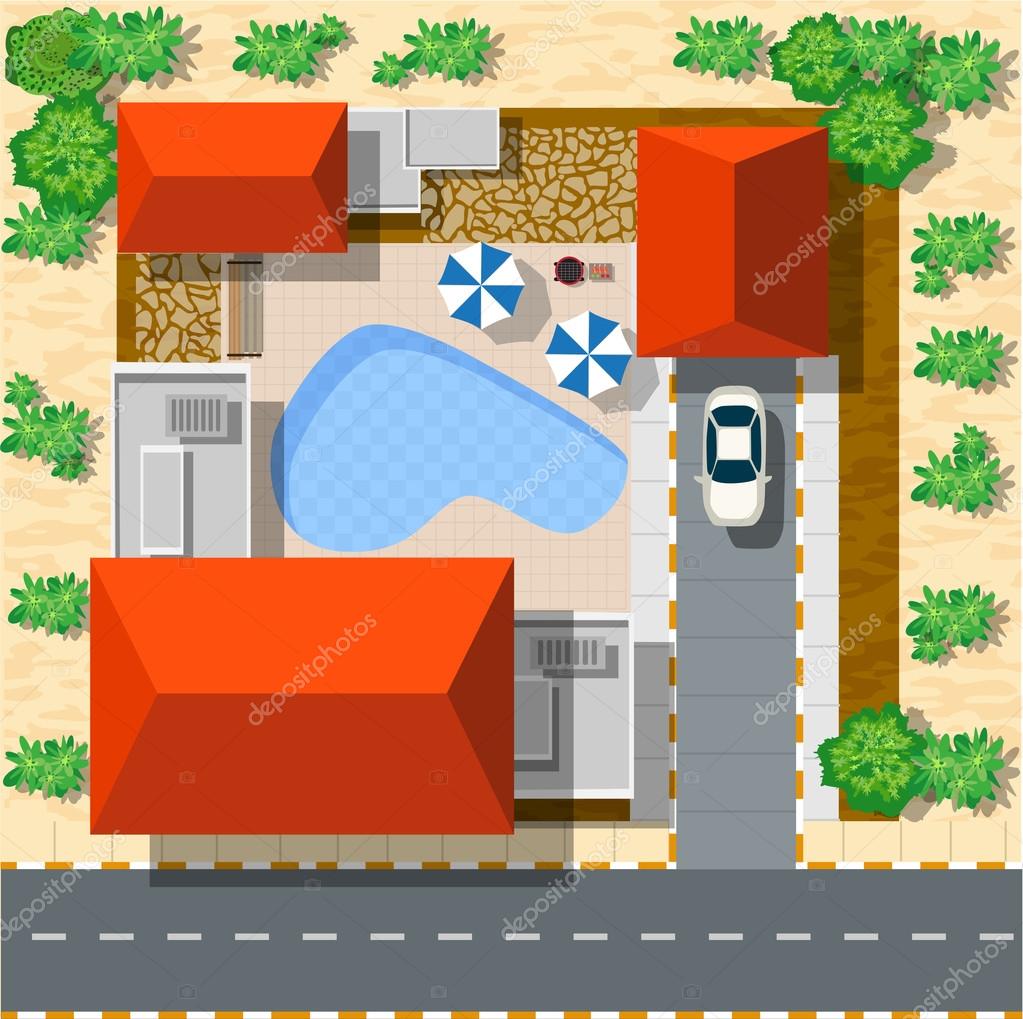 Top view of houses — Stock Vector © alexzel21 102033858