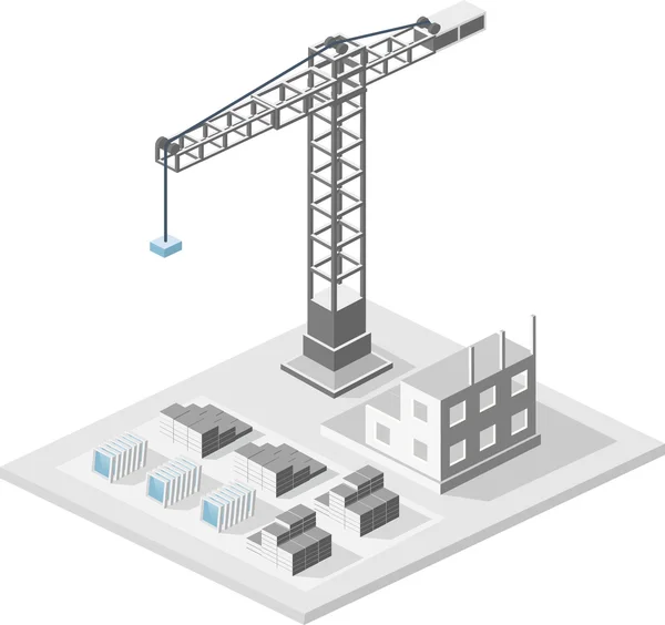 Construcción industrial isométrica — Vector de stock