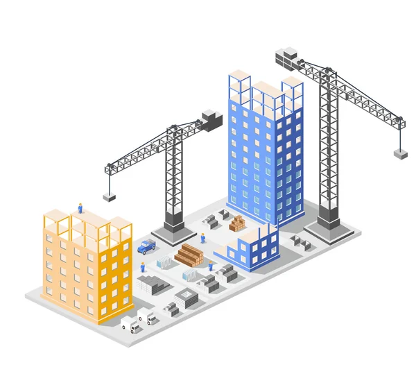 Construção industrial isométrica — Vetor de Stock