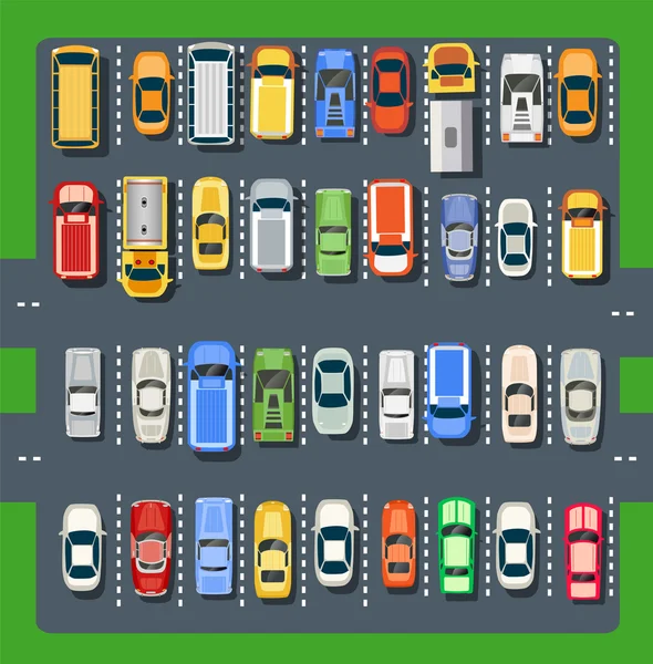 市内の駐車場の平面図 — ストックベクタ