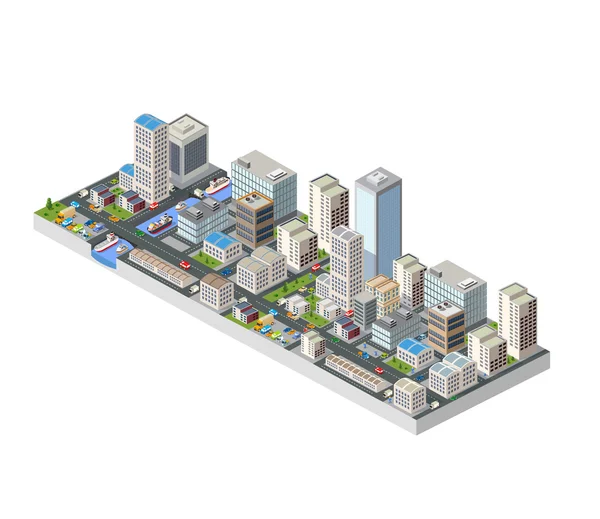 Grote isometrische stad — Stockvector