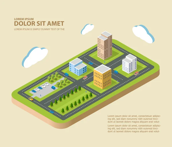 Ciudad isométrica plana — Archivo Imágenes Vectoriales