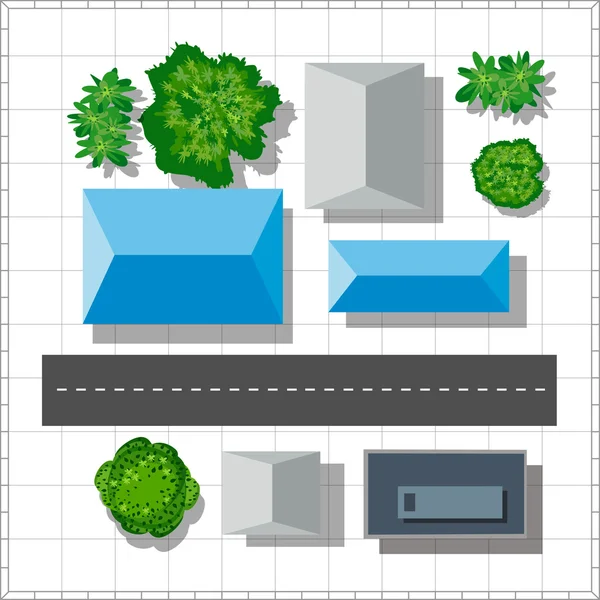 Vista superior de la ciudad — Vector de stock