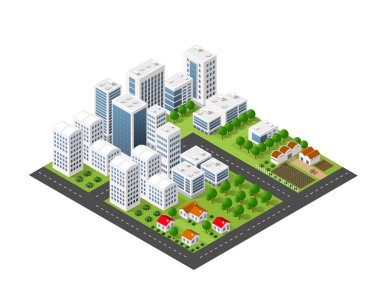 İzometrik perspektif şehir