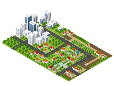 İzometrik perspektif şehir