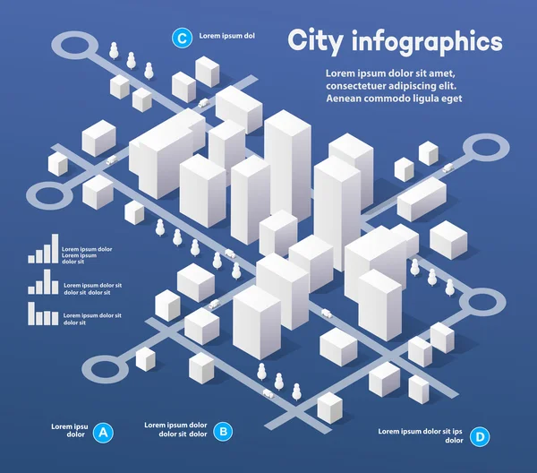 3D city isometric — Stock Vector