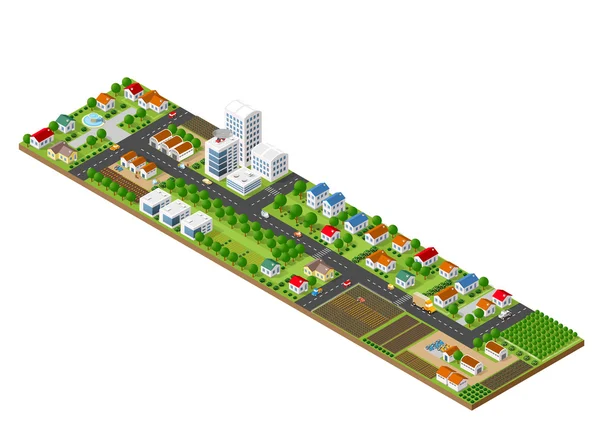 Paisaje isométrico de la ciudad — Vector de stock