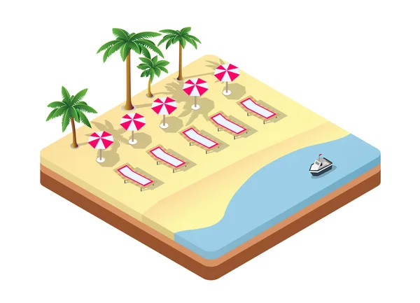 Isometric seascape beach — Stock Vector