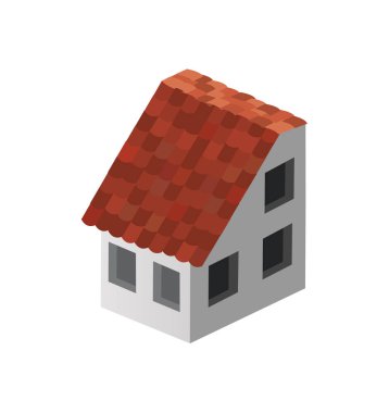 Şehir inşaatının modern mimarisinin Isometric 3 boyutlu gökdelen binası.