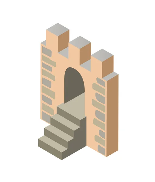 Fortezza Antica Fortezza Storica Castello Isometrico Edificio Proteggere Città Medievale — Vettoriale Stock
