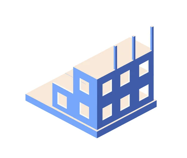 Průmyslové Objekty Izometrie Velkých Městských Mrakodrapech Výstavbě Domech Budovách — Stockový vektor