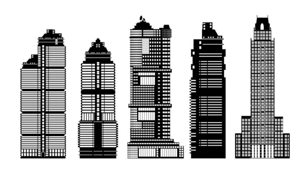 Industriale Centro Grattacieli Edificio Struttura Silhouetted Edificio Urbano Architettura Stile — Vettoriale Stock