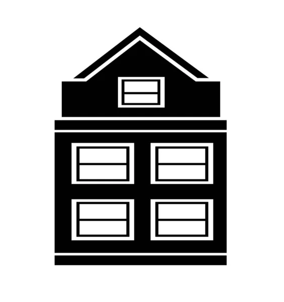 Ikona Nieruchomości Komercyjnych Mieszkalnych Przemysłowych Czarny Odizolowany Budynek Mieszkalny Dom — Wektor stockowy