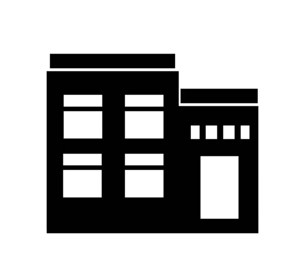 Icon Real Estate Commercial Residential Industrial Black Isolated Retro Flat — 图库矢量图片