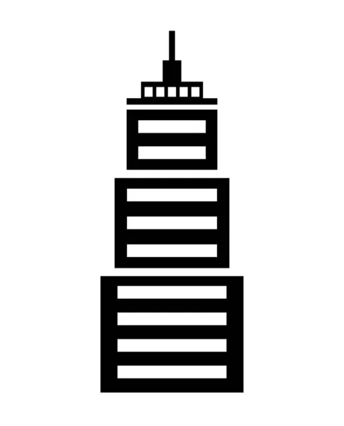 Ikona Nemovitostí Komerční Rezidenční Průmyslové Černé Izolované Retro Bytové Budovy — Stockový vektor