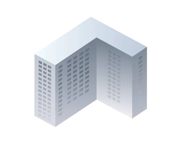Izometryczny Trójwymiarowy Budynek Wieżowca Nowoczesnej Architektury Budownictwa Miejskiego — Wektor stockowy