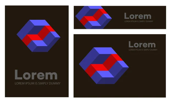 抽象图 概念模板的一组几何对象 展示标志 公司景观等距 — 图库矢量图片