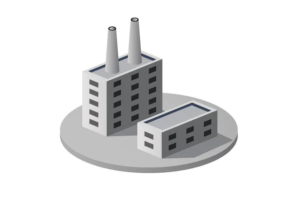 Isometric Oraș Modul Industrial Urban Fabrica Element Infografic — Vector de stoc