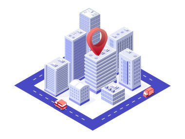 Şehir altyapısının lobut, ulaşım, sokaklar, evler ve ağaçlara sahip kentsel alanı