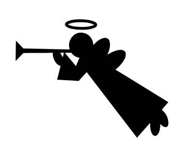 Beyaz arka planda tek bir Noel meleği silueti var.