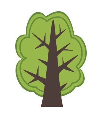 Renkli siluet ağaç doğası vektör orman silueti çizimi beyaz arkaplanda izole edilmiş bitki