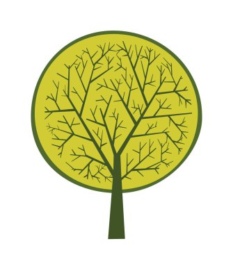 Renkli siluet ağaç doğası vektör orman silueti çizimi beyaz arkaplanda izole edilmiş bitki