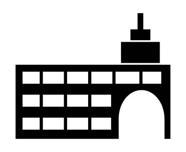 Sanayi Fabrikası simge sembolünün vektör şehir silueti nesne unsuru beyaz arkaplan üzerinde izole siyah öge