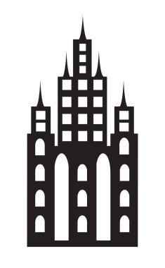 Vektör ögesi silueti tek bir gökdelen inşa binası