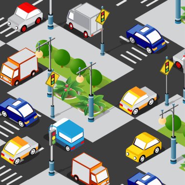 Lojistik 3D Isometric City resimli şablon